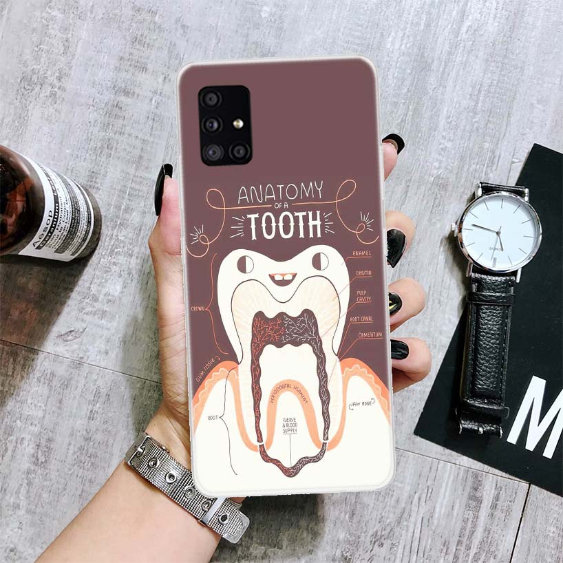 

Чехол для телефона с изображением зубов мудрости и зубов стоматолога для Samsung Galaxy A12 A22 A32 A42 A52 A72 A51 A71 5G A41 A31 A21 A02S M12 M21 M31 M30S Samsung A71 5G