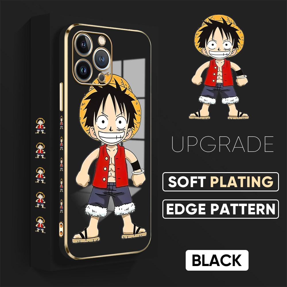 For iPhone 16 15 Max Samsung S24 S23 Plus A15 A35 A53 A73 Xiaomi 11T 12T 13T Redmi 13C Cartoon Soft TPU Full Lens Protect Cute Luffy Phone Case