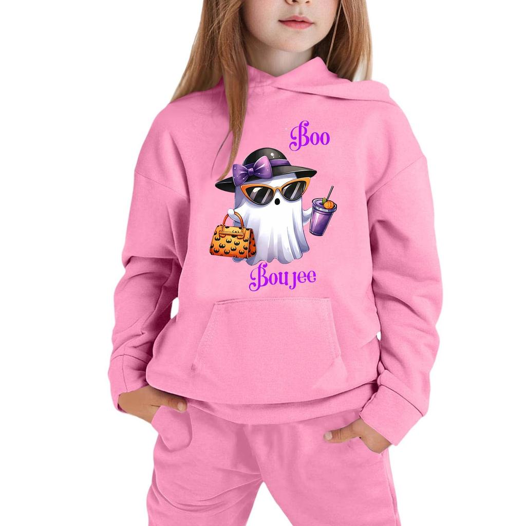 Kids Hooded Sweatshirt Halloween Graphic Pullover Top Long Sleeve Casual Fit Soft Fabric Comfortable Design Suitable for Everyday Wear