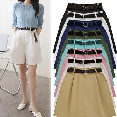 Damen Übergröße High Waist Weitbein Casual Shorts mit elastischem Bund - Koreanischer Stil