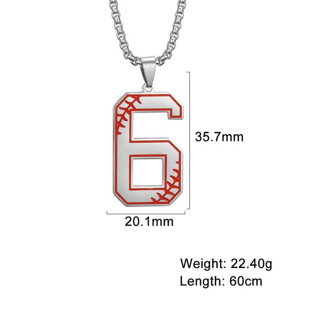 My Shape Baseball Pattern Number Pendant Necklace For Men Sport Basketball Figure Stainless Steel Necklaces Fashion Male Jewelry