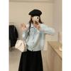 Early spring atmosphere sweet lace-up single-breasted loose knitted coat women's long-sleeved simple solid-color coat