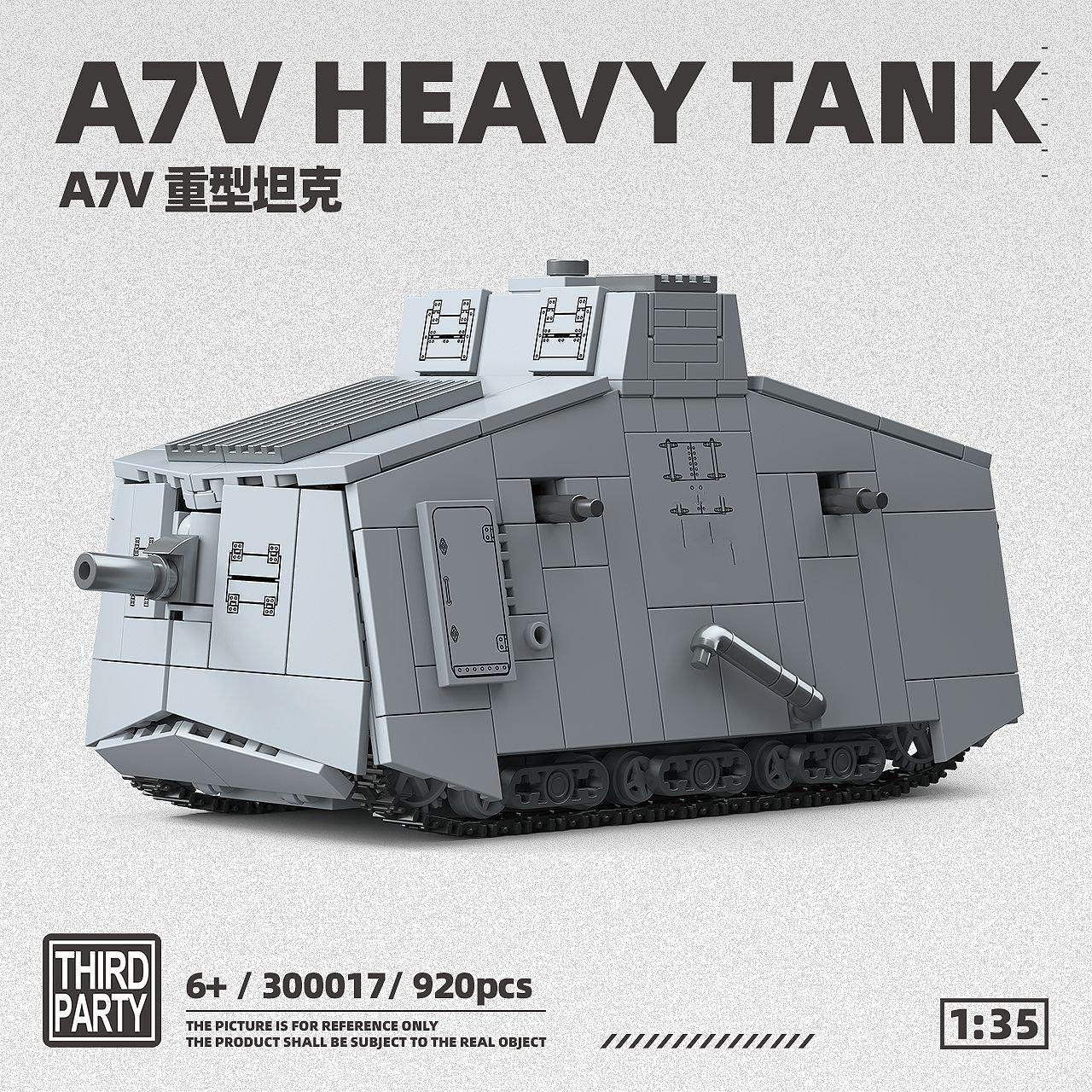Military building block toys A7V heavy