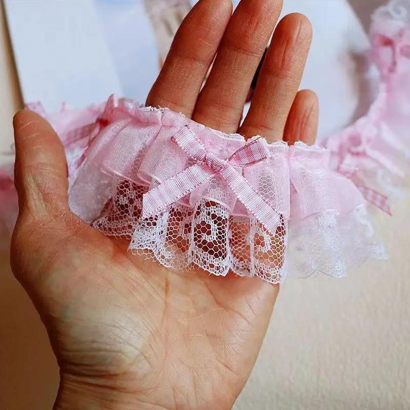 1Yard Double Layer Lace Bow Tie Applique Dly Handmade Decoration Clothing Skirt Hat Sewing Accessories