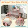 Children's Table and Chair Set, Table for Children with Chair with Book Holder, Bear Pattern, for Children 3-8 Years, Pink