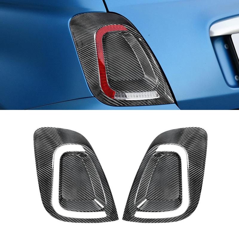 Fiat 500 Taillight Trim Sticker Cover Eyebrow Frame Carbon Fiber