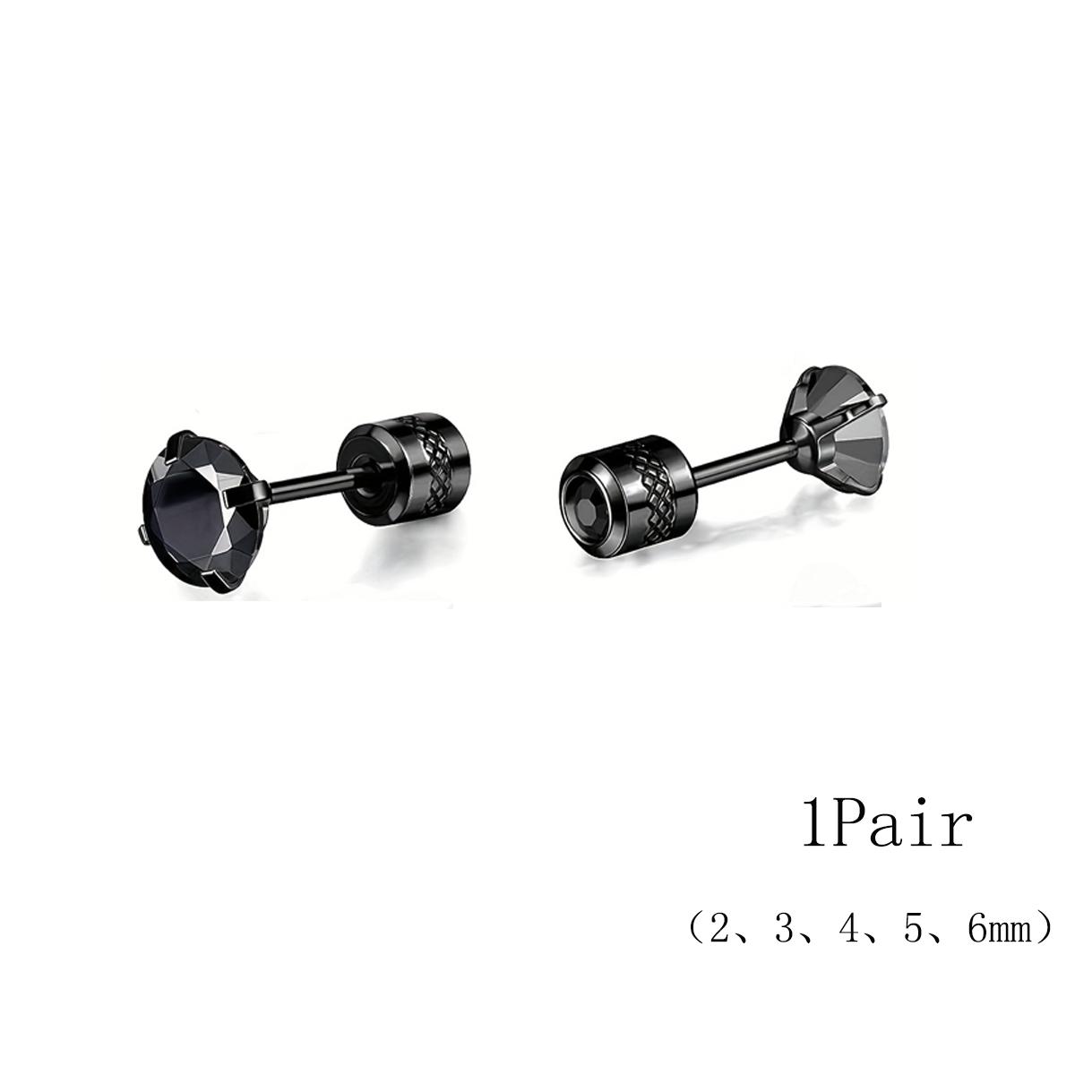 2Pcs Fashion Stainless Steel Cubic Zirconia Embossed Screw Back Earrings Flat Back Cartilage Helix Piercing Jewelry 3mm