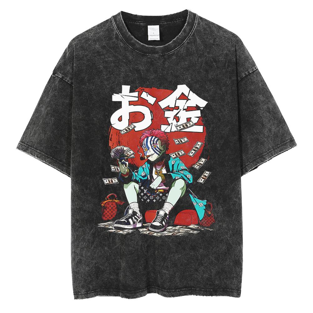 Anime Demon Slayer Kamado Tanjirou Printed T Shirt Men Women Washed Cotton Tshirts Manga Casual T-shirt Harajuku Male Tops