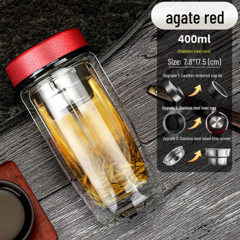 MINGHUI Double-Layer High Borosilicate Glass Car Cup 400ml