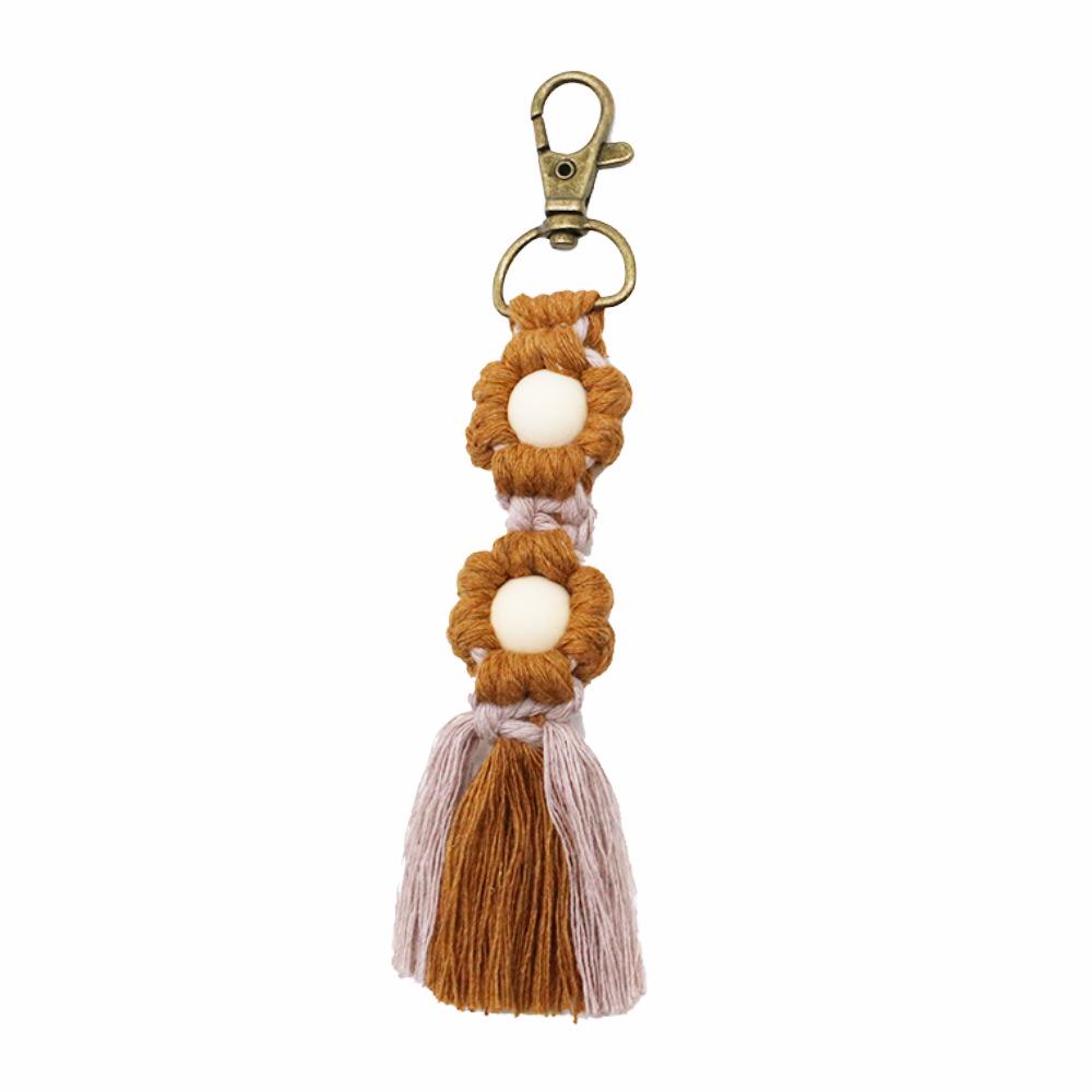 Hand-Woven Cotton Rope Flower Keychain Ornament