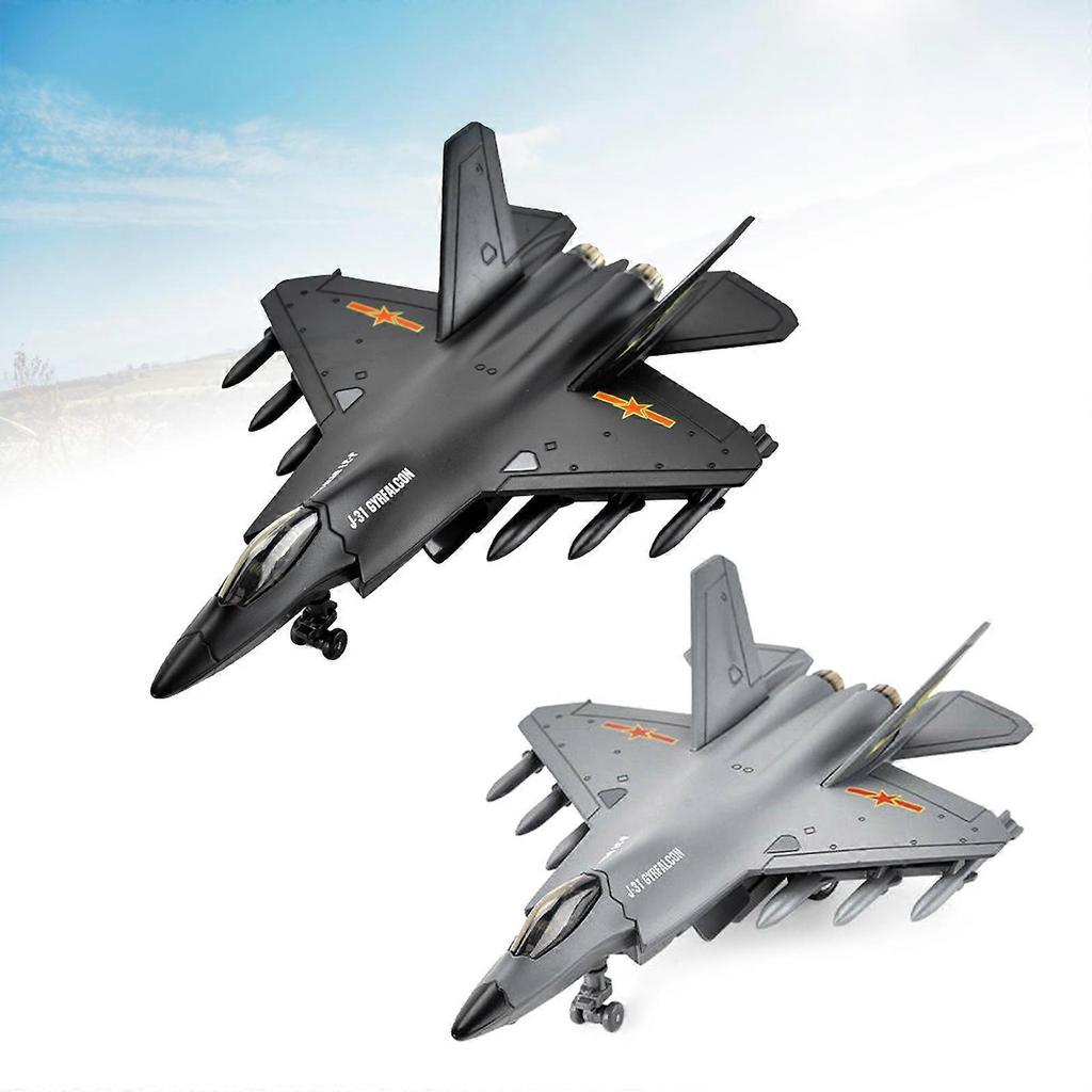 Pull Back Airplanes Toy Diecast Aircraft Metal Fighter Jet Bombers with Display Rack Kids Toy Collection Gift  Black