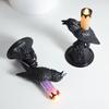 Gothic Raven LED Candles Realistic Table Lamp Black Crow Statue Glowing Candlestick  Halloween