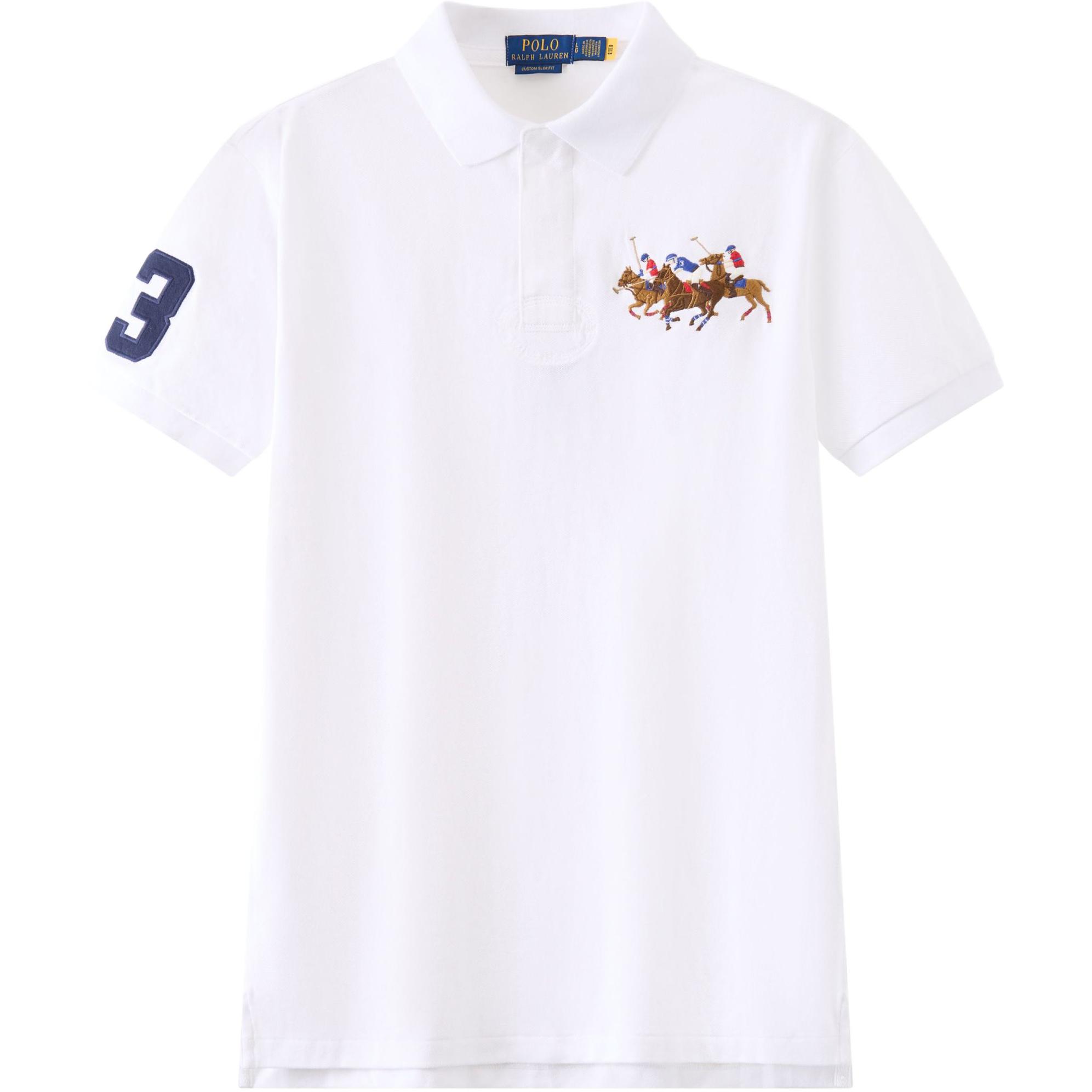 

Polo Ralph Lauren Однотонная хлопковая рубашка поло с вышивкой логотипа, с коротким рукавом, мужская, топы 710953509-001 S