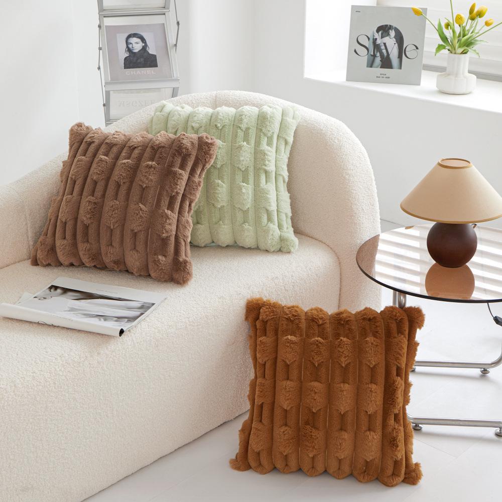 PV Velvet Large Bamboo Pillow Cushion Light Luxury High-end Lumbar Backrest Sofa Cushion