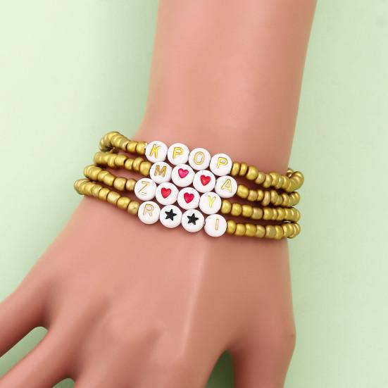 Pulseira DIY Pop Coreana Pulseira Inspirada em Anime Pulseira Elástica Ajustável com Berloques Fofos Presente para Fãs Homens Mulheres