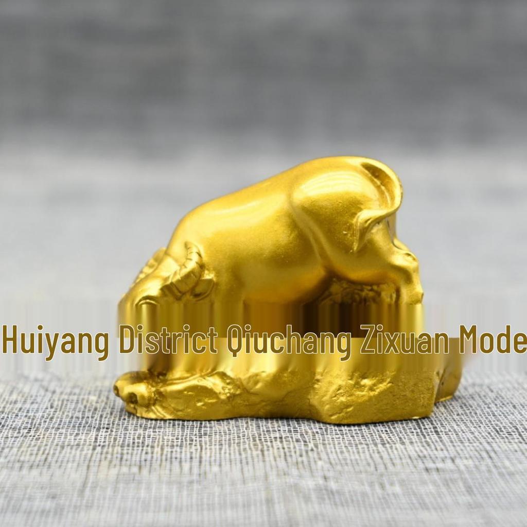Large Golden Bull Ornament - Wall Street Zodiac Bull for Office & Living Room