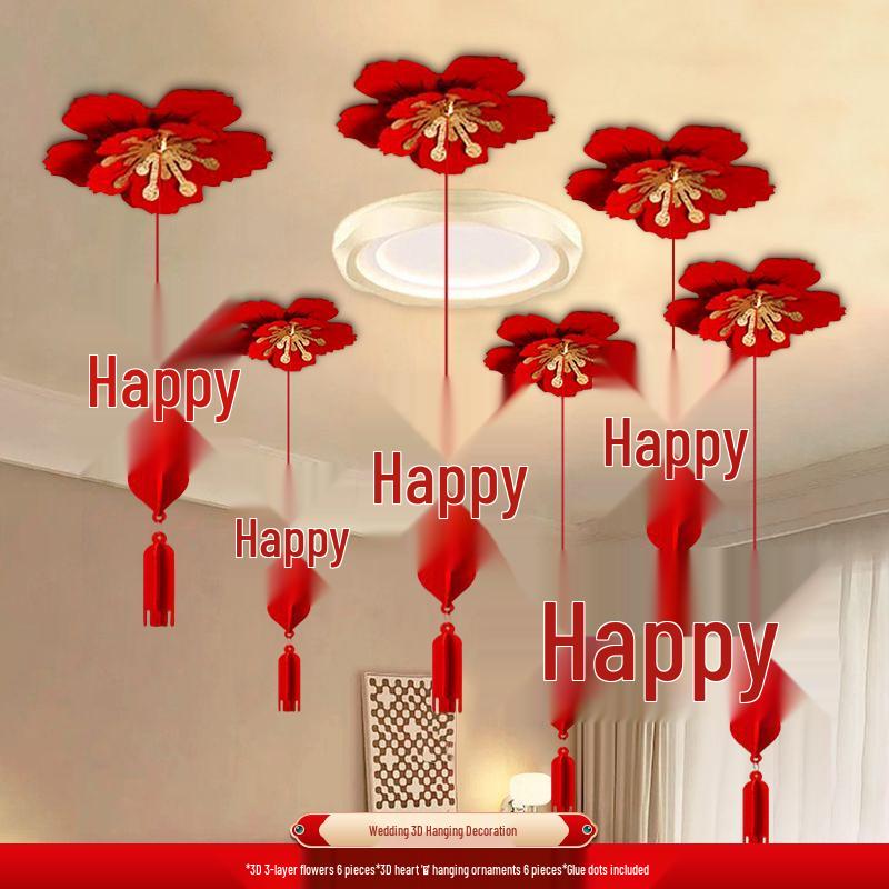 Double Happiness Flower Ornaments for Wedding Room or Ceiling Décor