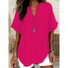 Summer Loose and Fashionable Pure Color V-neck Casual Women's T-shirts