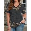 Ethnic Style T-Shirts Vintage Floral 3D Print Women's V-Neck Short Sleeve T Shirt Y2k Harajuku Tees Casual Tops Female Clothing