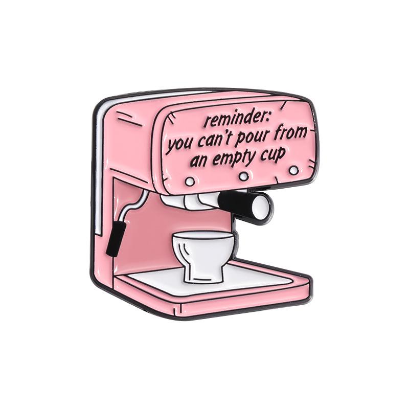 

Розовая мультяшная кофеварка, факс, брошь - креативный дизайн, сплав, аксессуар для модной одежды и сумок