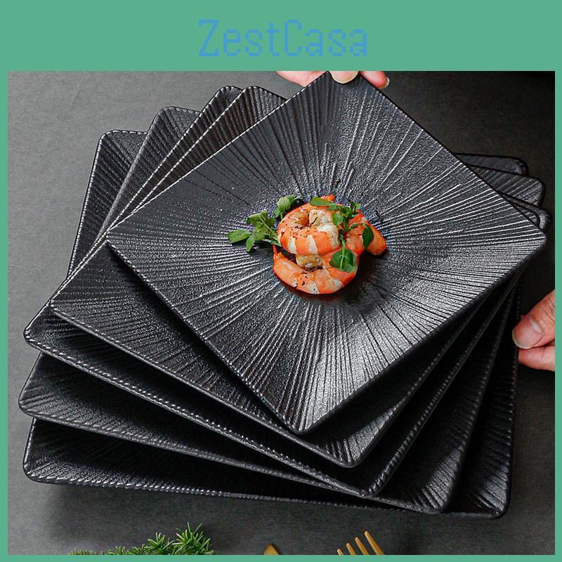 Black Mei Xiangyuan Square Melamine Plate Elegant Japanese Western Steak Dish