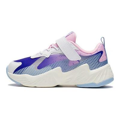 Li Ning Kids Mesh Rebound Sports Non-Slip Shock Absorbing Durable Breathable Lightweight Casual Shoes Kids Casual Shoes White Blue Pink YKNS068-4