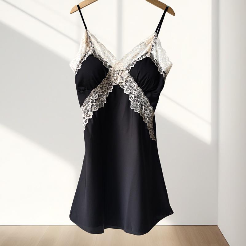New women's summer ice silk pajamas sexy chest pads spring and autumn suspenders Internet celebrity shorts two-piece loungewear set
