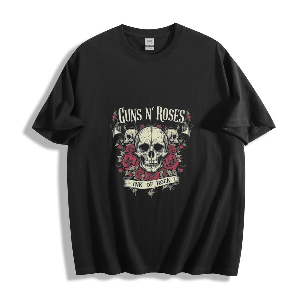 Guns N  Roses Ink of Rock T-Shirt - Iconic Skull & Roses Design Unisex Tee HOT Unisex T-Shirt L