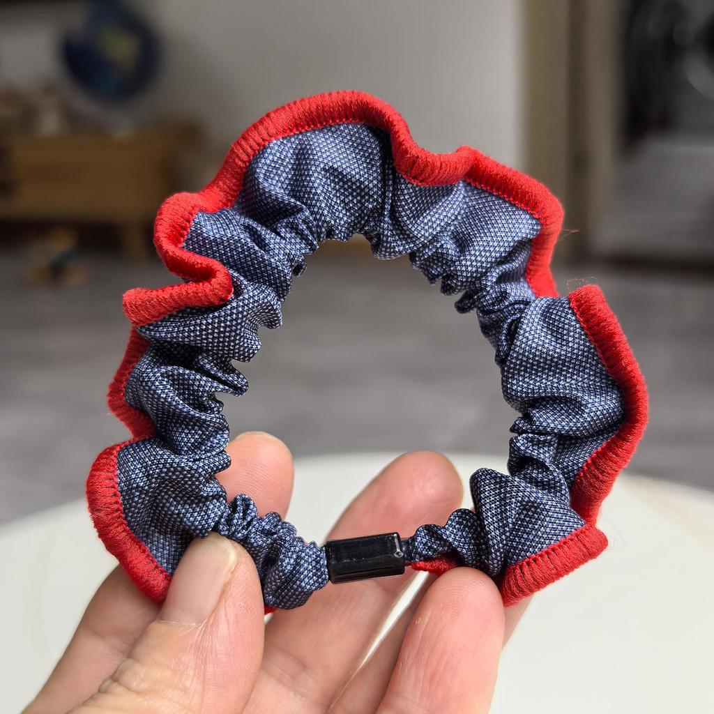 Korean Style Blue Small Flower Denim Hair Tie - Niche Design, Versatile Ponytail Accessory