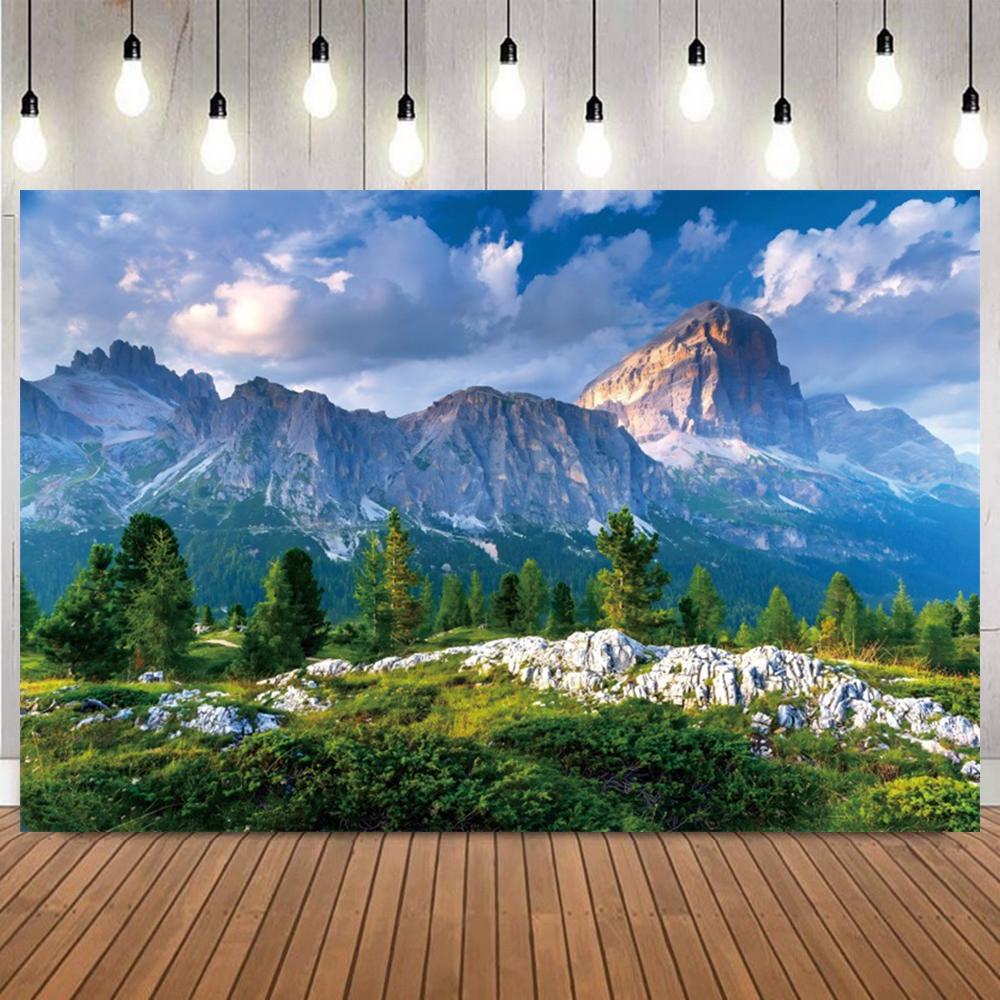 Spring Mountain Forest River Scenery Photo Backdrop Nature Landscape Portrait Shooting Home Decor Photography Background13