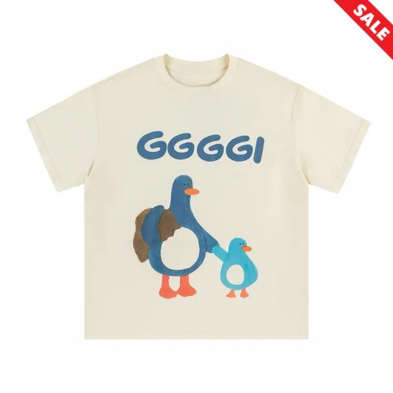 Luxury Playful Duck Print Cotton TShirt Premium Unisex Crew Neck Top with Brand Letter Detail for HighEnd Fashion M