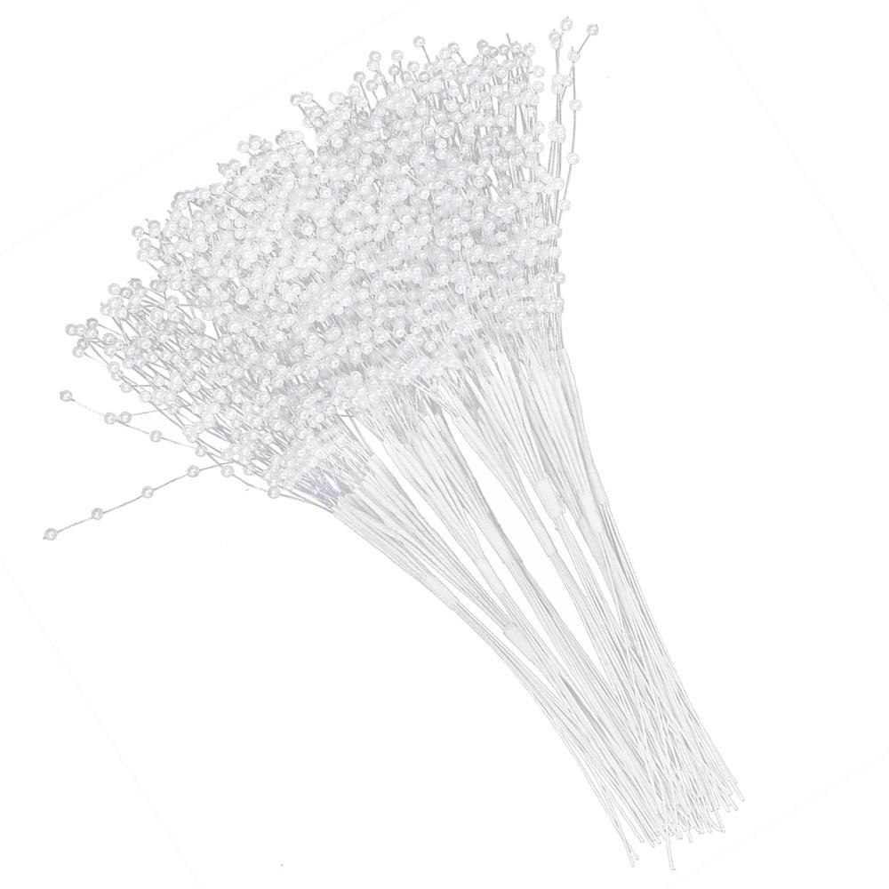 100 szt. Sztuczne Perły Koraliki na Patyczkach 3mm Akcesoria do DIY Dekoracja Sznurek z Koralików Wesele Impreza