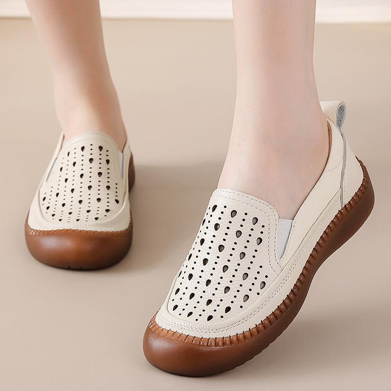 Fashion GKTINOO Women's Flats Handmade Shoes 2025 Spring Autumn Genuine Leather Ladies Shoe Flat Shoes Women Hollow Retro Shoe