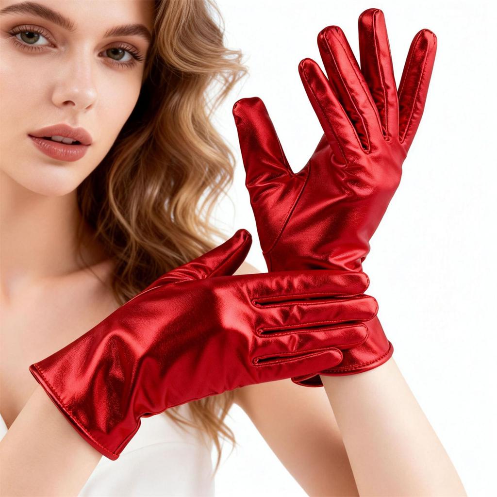 Gants courts en cuir verni pour cosplay, gants de performance punk, gants de performance pour fête en boîte de nuit