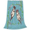 Retro otter blue pattern Flannel printed blanket suitable for all seasons suitable for living room office sofa and travel