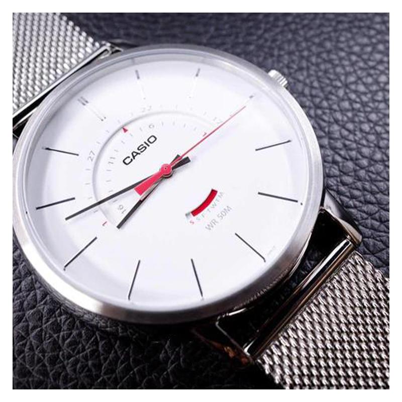 Casio STANDARD Series Waterproof Quartz Movement Stainless Steel Strap Japanese and Korean Watch Men's Watch White Dial MTP-B105M-7AV
