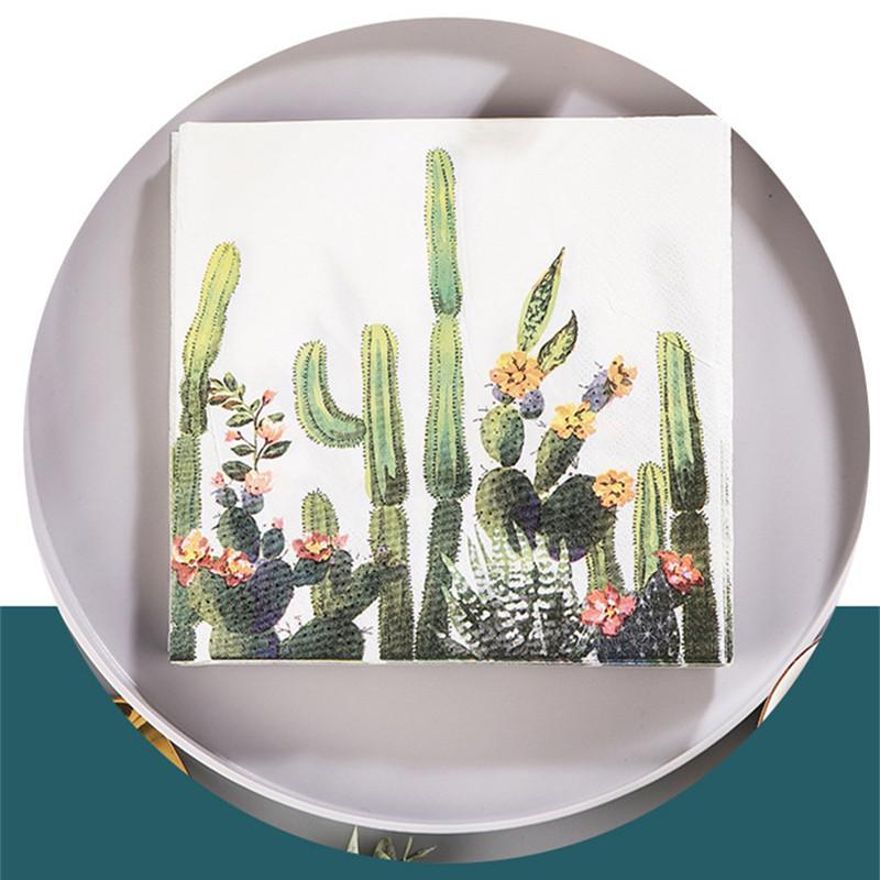 20 Stück Einwegservietten Tropischer Kaktus bedruckt Dekorative Abendessen Jubiläum Hochzeitsfeier Heim Tischdeko