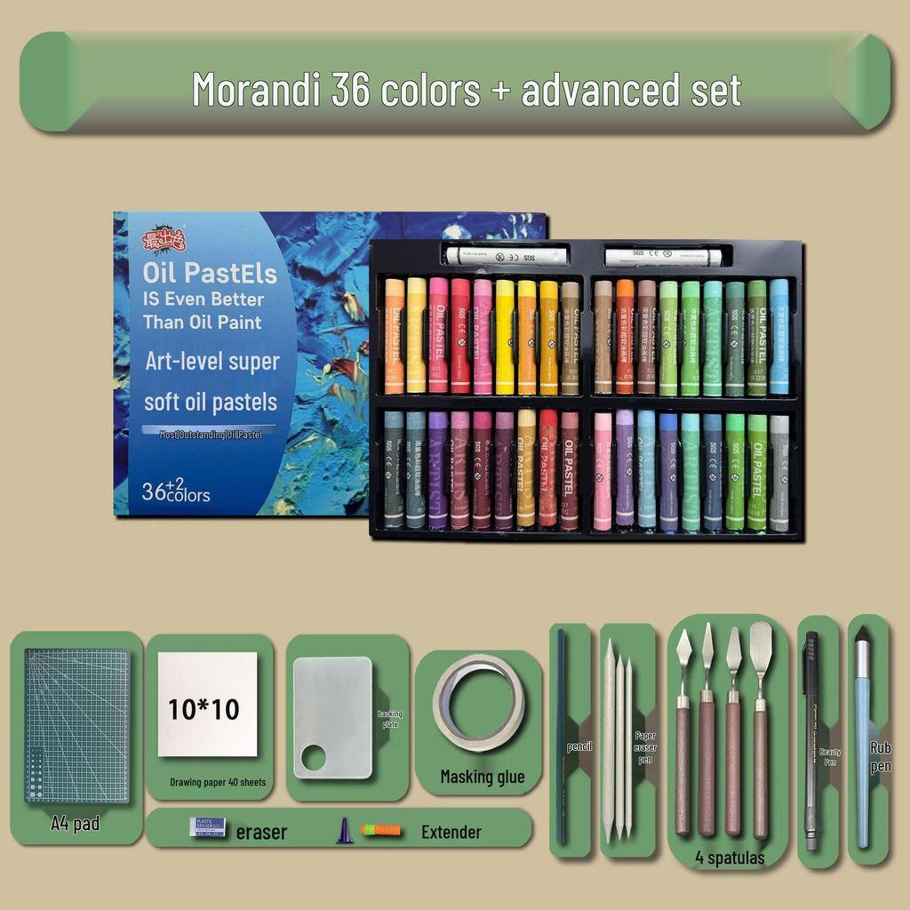 48-Color Super Soft Oil Pastels Set with Scraper - Child's Painting Kit