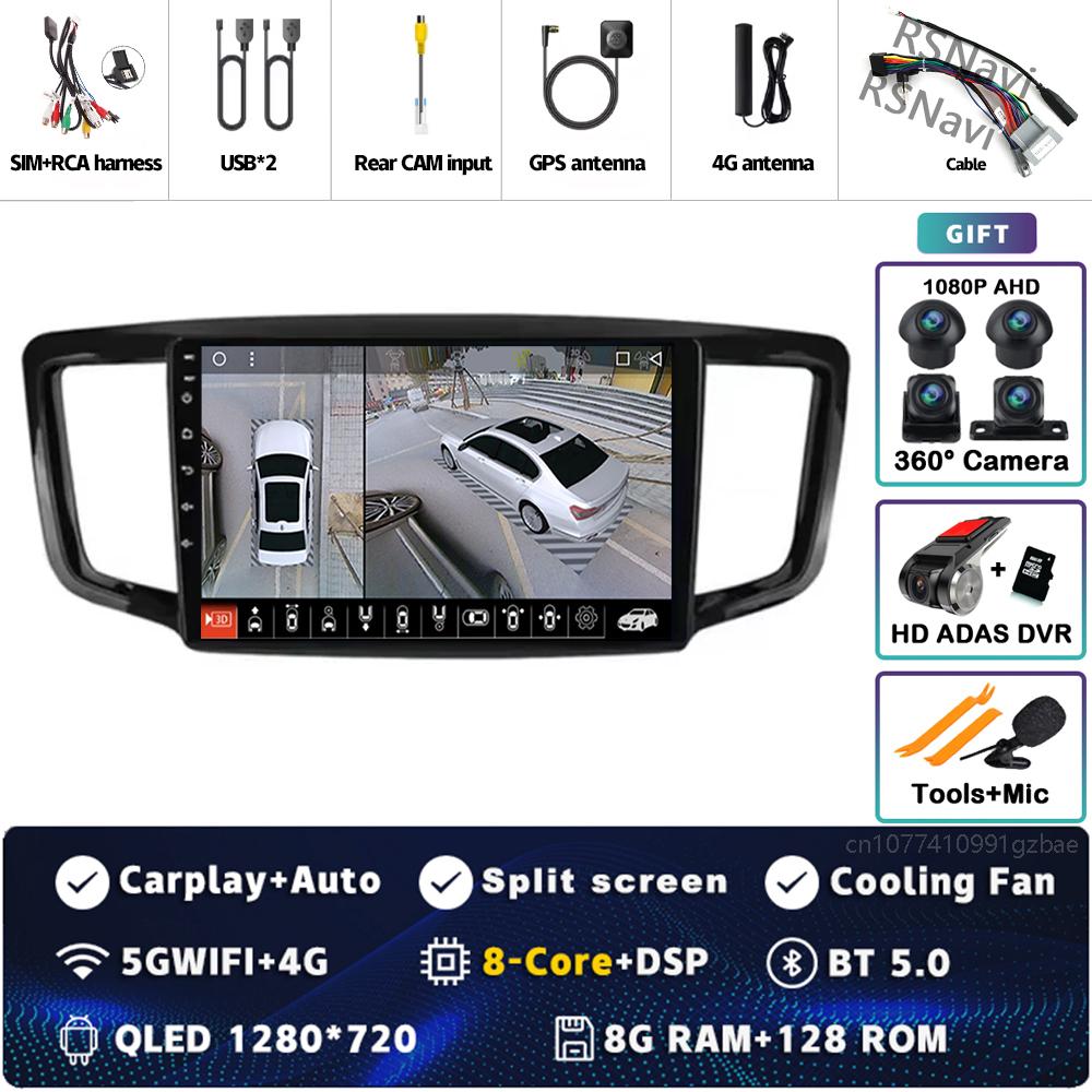 Android 14 Carplay Auto For Honda Odyssey 5 RC 2013 - 2019 Car Radio 4GWIFI Player Multimedia Srereo 360 Camera Navigation Video