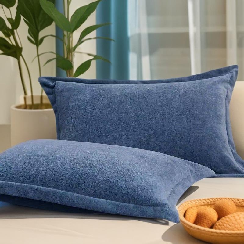 Fleece-Lined Milk Velvet Single Pillowcase, Solid Color, 48x74 cm