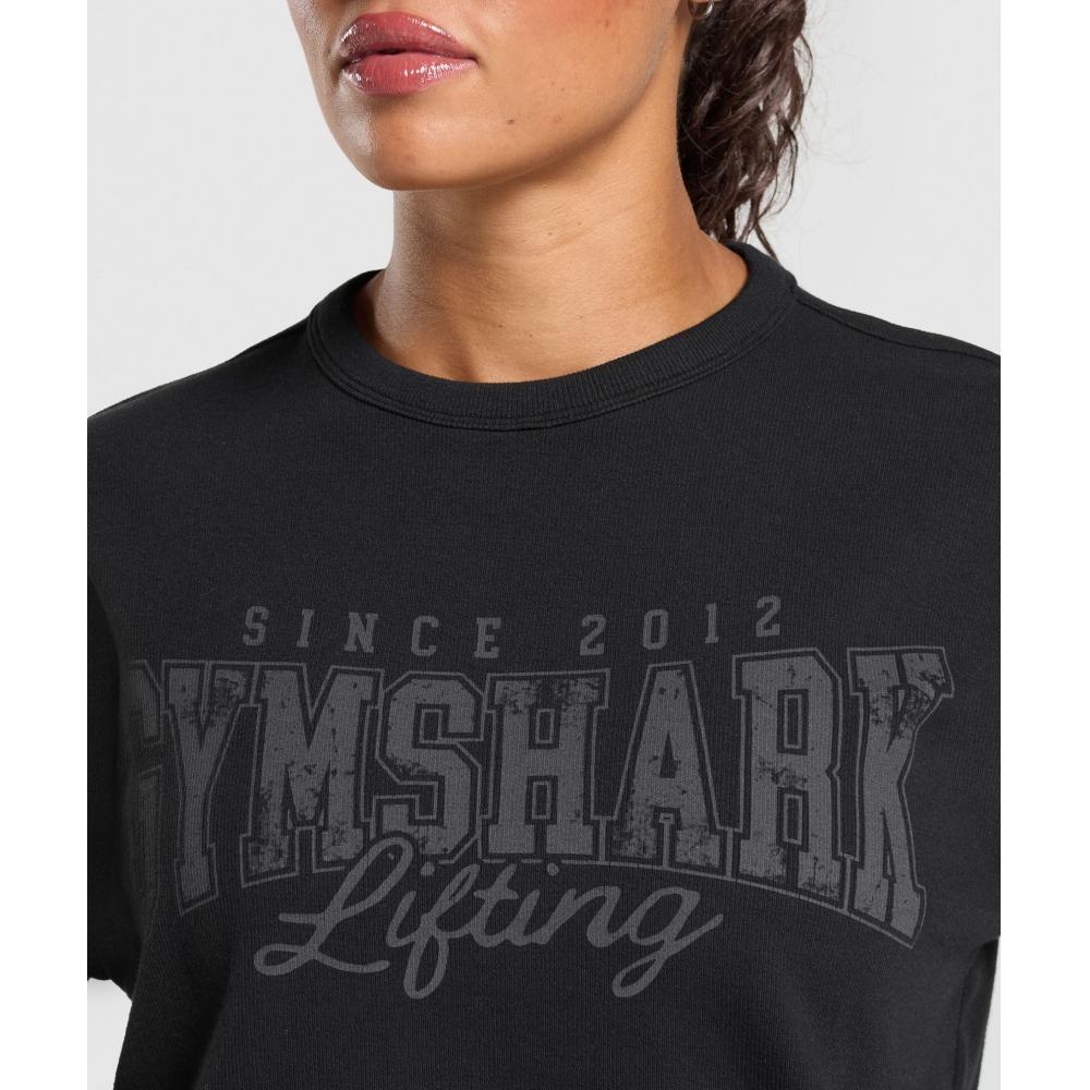 Gymshark Liftingové nadrozměrné tričko černé B3c1q Bb2j