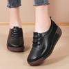 Thick Soled Sloping Heel Leather Casual Sports Shoes for Women