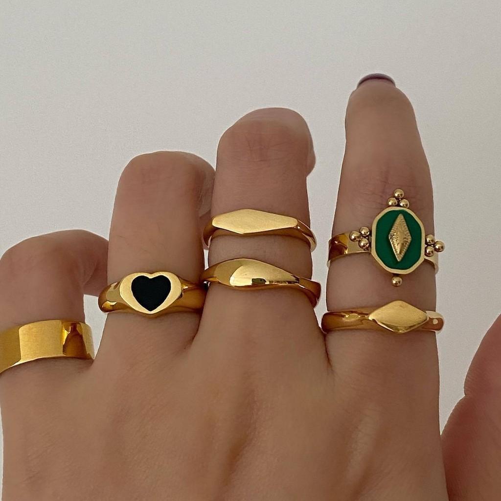 Geometric Heart Ring Jewelry Pack For Women With Electroplated Finish