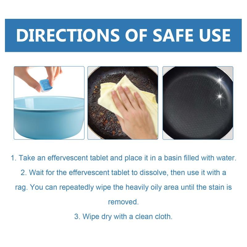 Powerful Kitchen Grease Cleaning Tablets 12Pack Effervescent Degreaser for Stove Range Hood Multi Purpose Daily Cleaning
