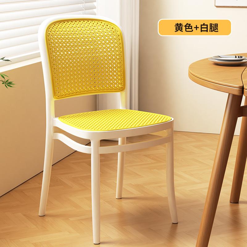 Nordic Dining ChairsLiving Room FurnitureHousehold Plastic Imitation Rattan WeavingModern Simple Backrest Stools New Arrivals