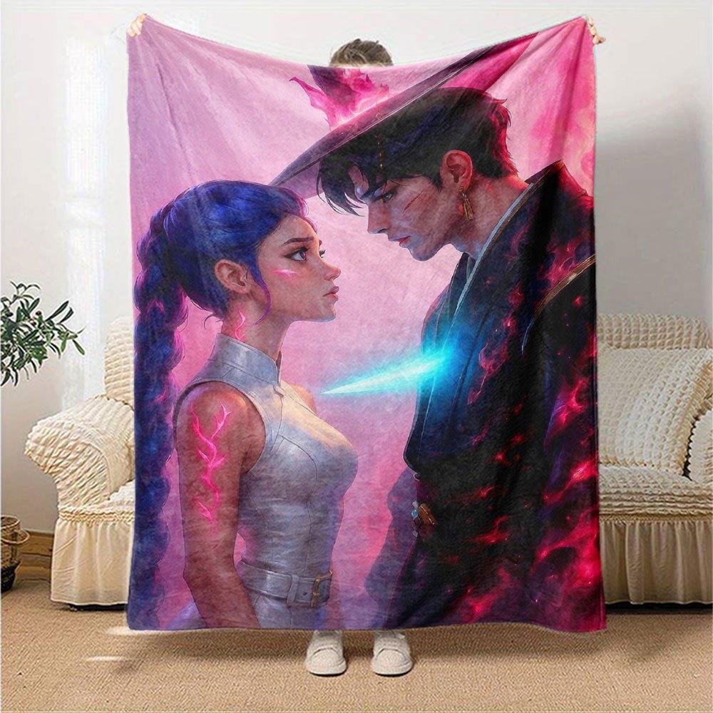 1pc Hunter X Kopo Group Themed Flannel Blanket Suitable for Bed, Home Decor, Graduation Gifts, Easter, Back To School, Christmas, All Season Use