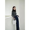 Autumn New Fashion Versatile High-end Striped Sweater Sweater Women's Chic Western Style Bottoming Shirt Top