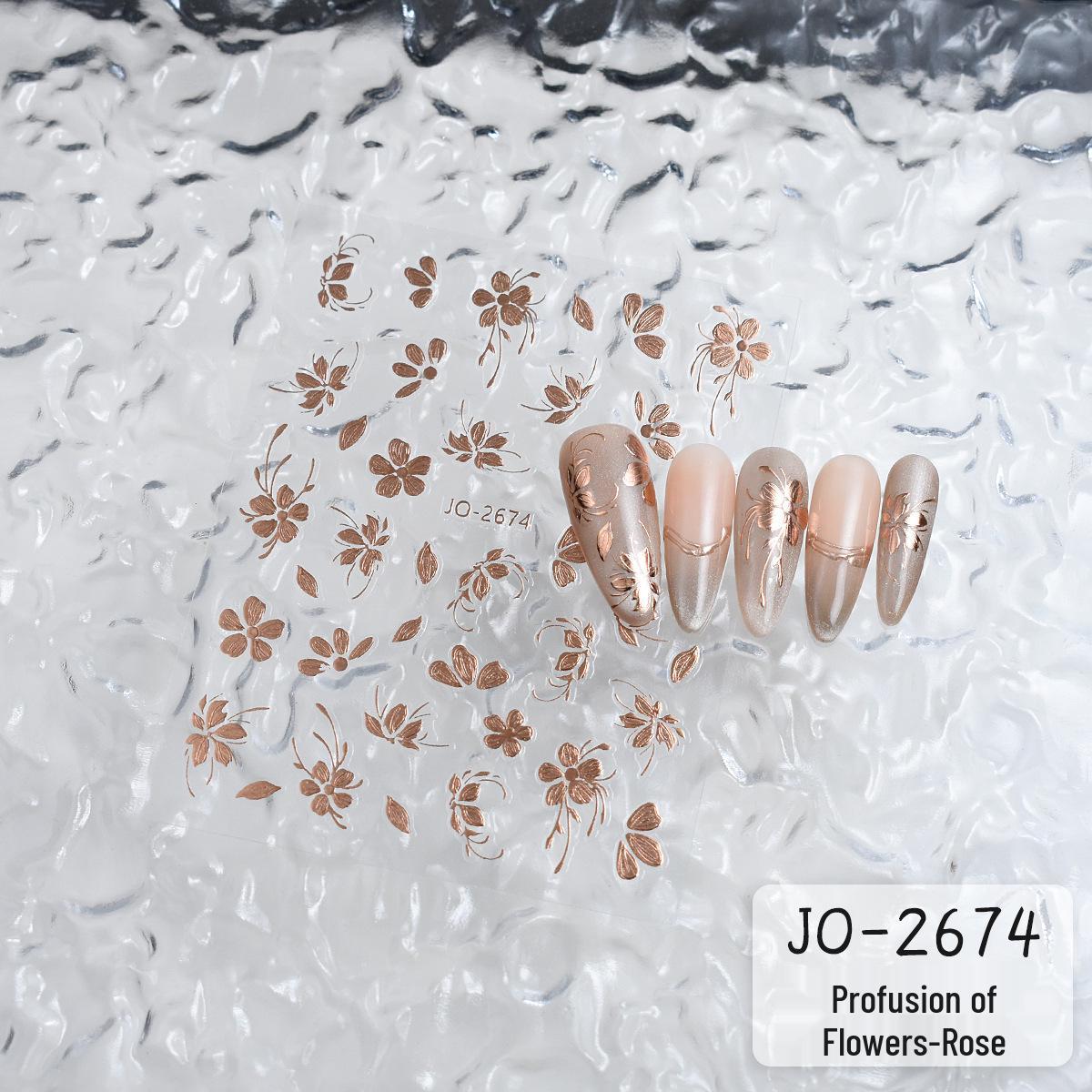 

Роскошные 3D наклейки для ногтей цвета розового золота с цветочным узором - Трендовые украшения с маленькими цветами