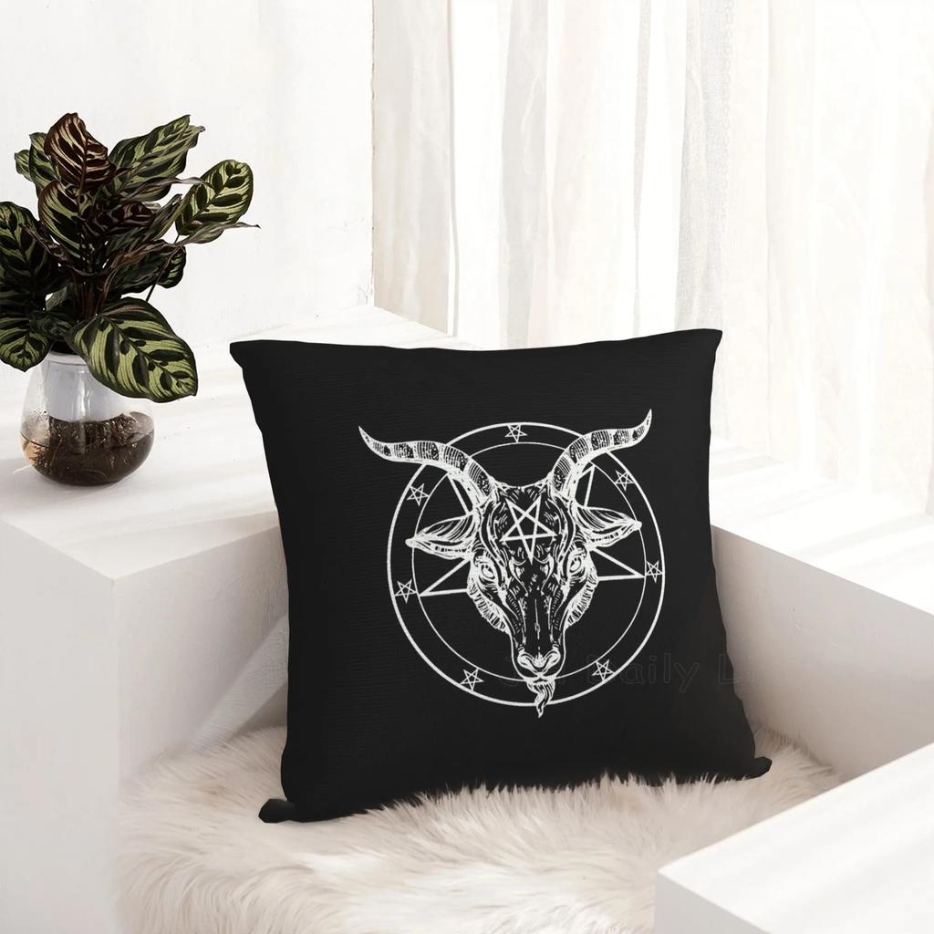 Pentagram With Demon Baphomet Satanic Goat Goth Cushion Cover Home Office Car Decor Pillow Case 45X45Cm Pillowcase Pillow Cover