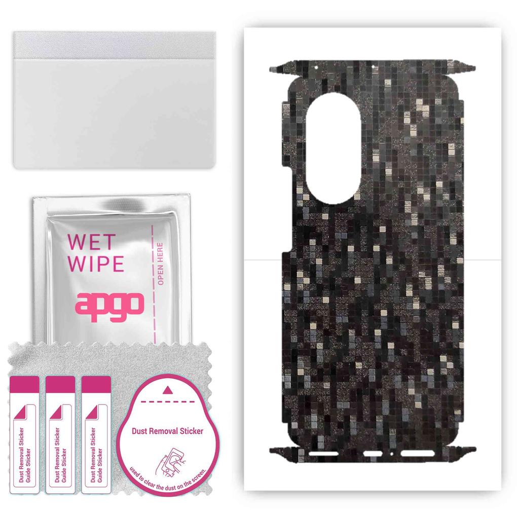 apgo Schutzfolie für die Rückseite+Seiten kompatibel mit Honor 50 Pro, Vollständige Umhüllungsfolie, Folie, Vinyl - Muster Carbon Black Pixel